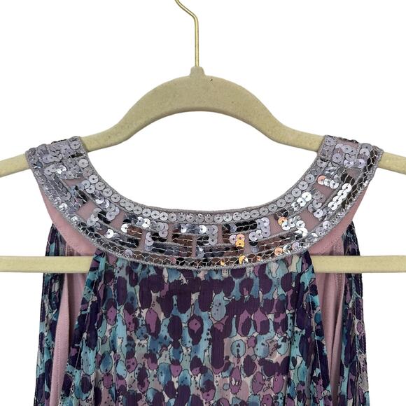 Free People Boho Halter Scarf Dress Grecian Sequins Neckline Flowy Lined Medium - Picture 8 of 10